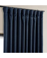 Half Price Drapes Indigo Extra Wide Textured Faux Linen Room Darkening Curtain