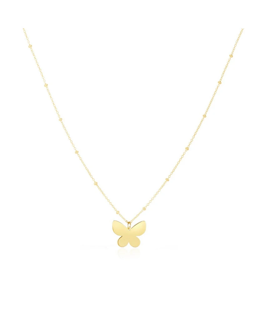 The Lovery Gold Single Butterfly Bead Necklace 14K Gold