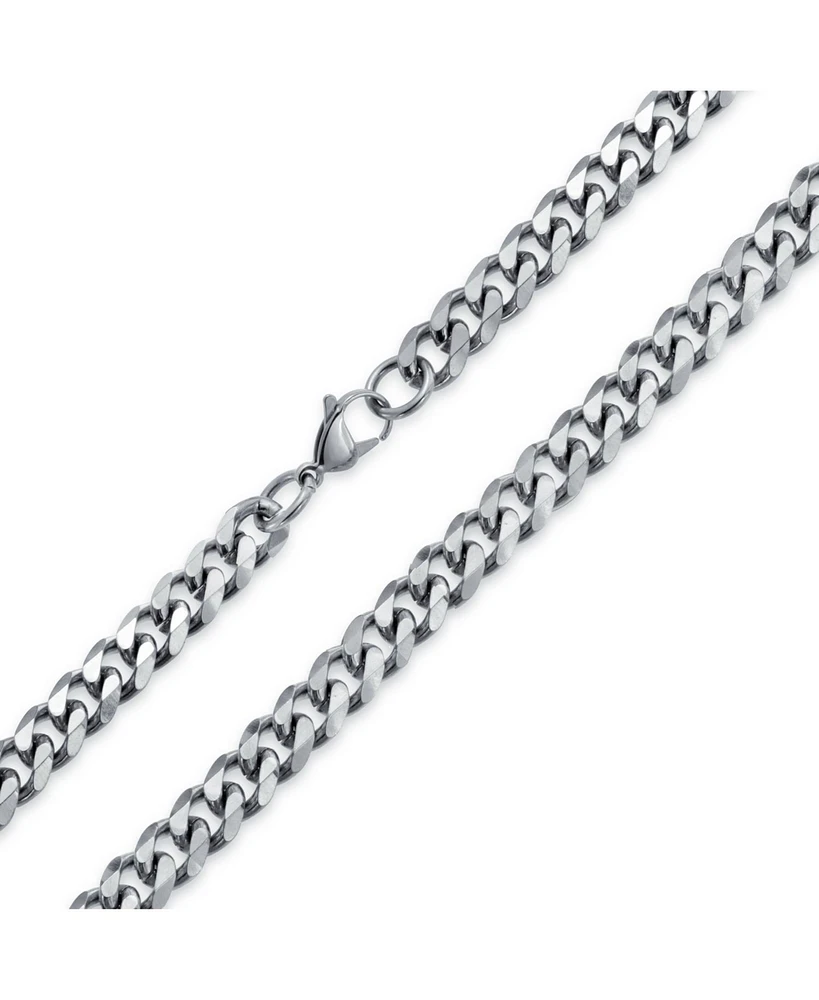Bling Jewelry Heavy Duty Biker Jewelry Solid Black Gold Plated Stainless Steel Curb Link Chain Necklace 10MM