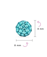 Bling Jewelry Elegant .925 Sterling Silver Round 8MM Glittering Pave Crystal Disco Ball Stud Earrings
