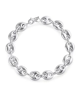 Bling Jewelry .925 Sterling Silver Nautical Anchor Link Puff Mariner Chain Bracelet 9MM Wide