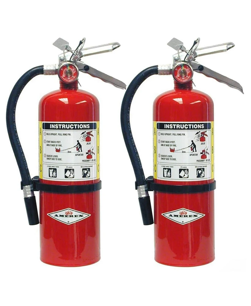 Amerex B402, 5lb Abc Dry Chemical Fire Extinguisher with Aluminum Valve, Includes Wall Bracket, Pack of 2