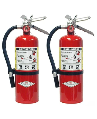 Amerex B402, 5lb Abc Dry Chemical Fire Extinguisher with Aluminum Valve, Includes Wall Bracket, Pack of 2