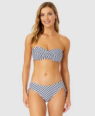 Anne Cole Womens Neo Geo Twist Front Bandeau Bikini Top Side Tie Bikini Bottoms