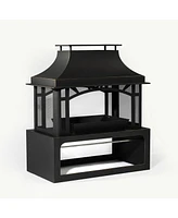 Steel wood outdoor fireplace garden wood burning chimney