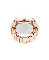 Nine West Women's Quartz Polished Square Rose Gold-Tone Metal Alloy Ring Watch, 21mm