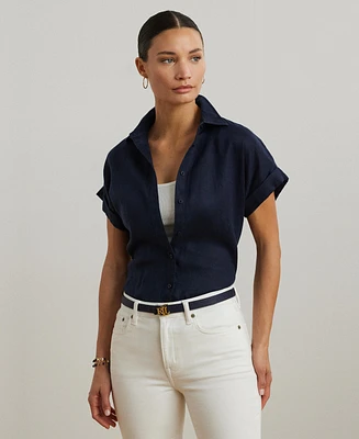 Lauren Ralph Dolman-Sleeve 100% Linen Shirt