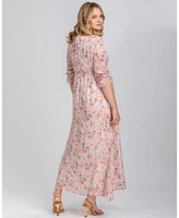Pietro Brunelli Maternity Maternity Floral Print Sheer Sleeve Occasion Chiffon Maxi Jasmine Dress