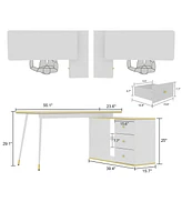 Electric Standing Desk, Adjustable Height Stand up Desk, 63x24 Inches Sit Stand Home Office Desk , White，Wooden