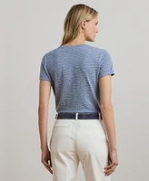Lauren Ralph Women's Striped Cotton Slub Jersey Pocket Tee