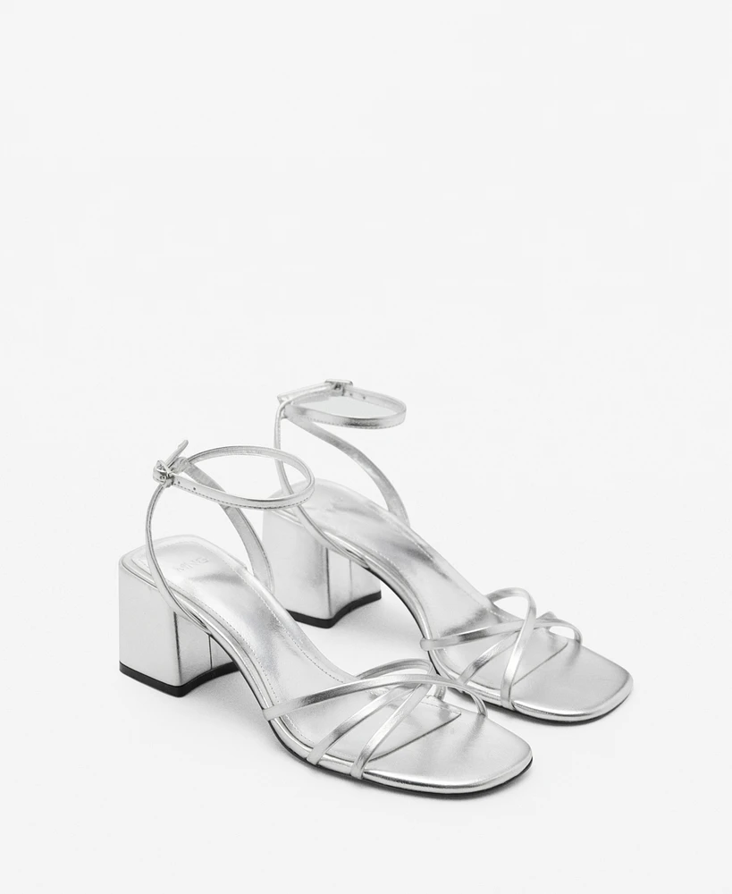 Mango Women's Crossed Strap Heeled Sandals