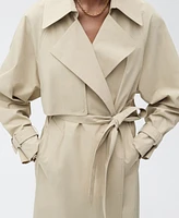 Mango Women's Belted Cotton Trench Coat