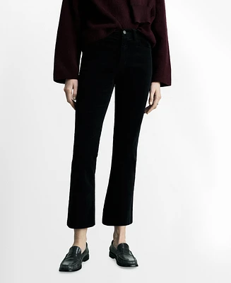 Mango Women's Sienna Flared Cropped Corduroy Jeans