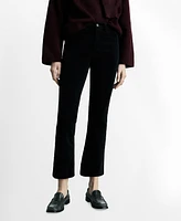 Mango Women's Sienna Flared Cropped Corduroy Jeans