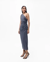 Mango Women's Gathered Details Asymmetrical Dress