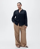 Mango Women's Straight Lyocell Texture Pants