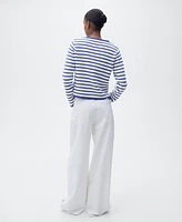 Mango Women's Stripped Knit Cardigan Sweater