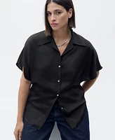 Mango Women's Short-Sleeved Satin Shirt