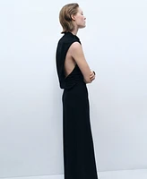 Mango Women's Side Slit Draped Dress