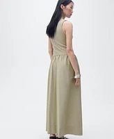 Mango Women's Combined Fabric Flared Dress