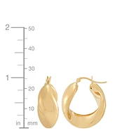 Polished Twisted Oval Small Hoop Earrings in 18K Gold-Plated Sterling Silver, 0.87"