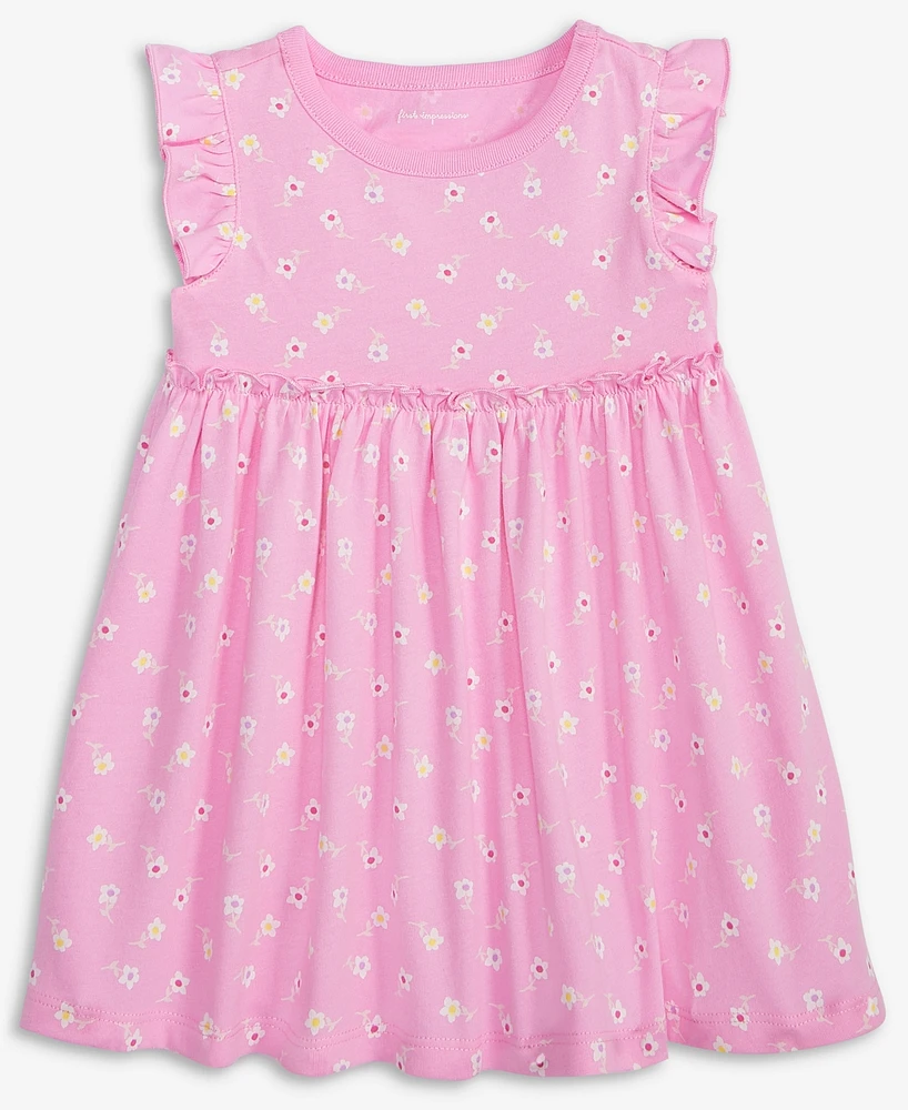 First Impressions Baby Girls Simple Floral-Print Flutter-Sleeve Dress, Exclusively at Macy's