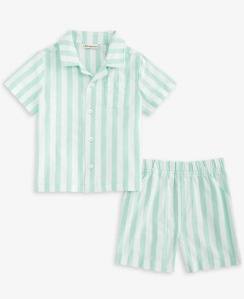 First Impressions Baby Boys Cotton Striped Shirt & Shorts, 2 Piece Set, Exclusively at Macy's