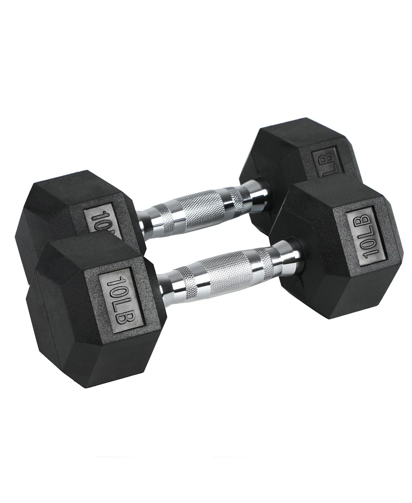 HolaHatha Iron Hexagonal Cast Home Exercise Dumbbell Free Weight, 10 Pounds