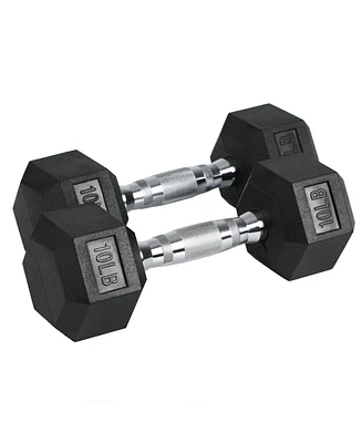 HolaHatha Iron Hexagonal Cast Home Exercise Dumbbell Free Weight, 10 Pounds