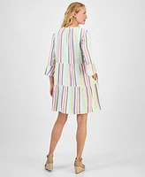 Style & Co Women's Striped Cotton Gauze Tiered Dress, Exclusively at Macy's