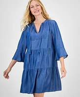 Style & Co Women's Chambray Tiered Dress, Exclusively at Macy's