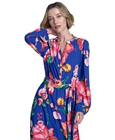 Halston Women's Button-Front Belted Maxi Dress