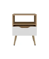 Speers Nightstand, 1 Drawer, 1 Shelf, Natural Oak / White