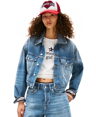 Tommy Girl Women's Oversized Cropped Trucker Jacket