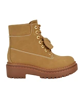 Guess Women's Leavey Logo Lug Sole Combat Boots