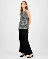 Kasper Women's Printed Keyhole Sleeveless Top, Regular & Petite