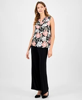 Kasper Women's Printed Cowlneck Sleeveless Top
