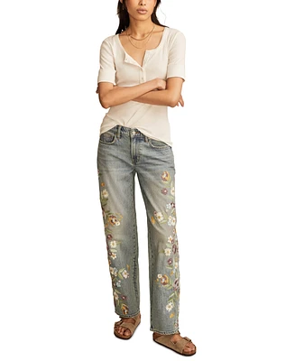 Lucky Brand Women's The Baggy Embroidered Jeans