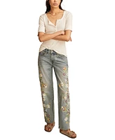 Lucky Brand Women's The Baggy Embroidered Jeans