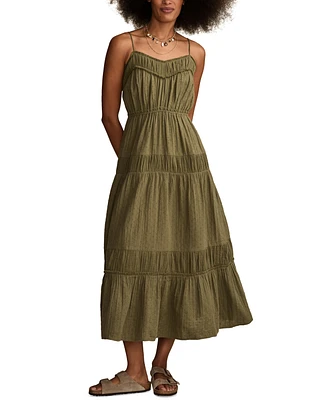 Lucky Brand Women's Cotton Gauze Tiered Maxi Dress