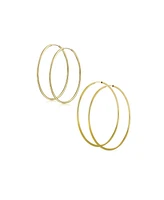 Bling Jewelry Set of 2 Minimalist Hoop Earrings 2MM Gold Plated 1.75 Inch & 2.5 Inch