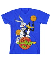 Space Jam Boys Looney Tunes Cartoon Youth Blue Shirt-x-Large