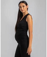 Pietro Brunelli Maternity Sleeveless Dolce Blouse with V-Neck and Side Ruching