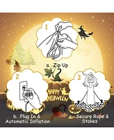 6 Feet Halloween Inflatable Blow Up Ghost with Pumpkin and Led Lights