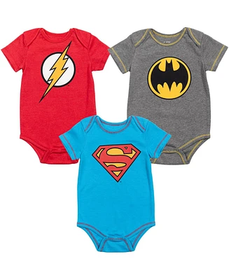 Justice League Baby Boys 3 Pack Bodysuits