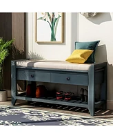 Entryway Storage Bench with Cushion Drawers and Shoe Rack for Organized Seating Footwear Small Spaces-The Pop Home