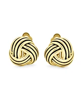 Bling Jewelry Set of 2 Rope Cable Twist Knot Clip-On Earrings Oxidized Silver Gold Plated