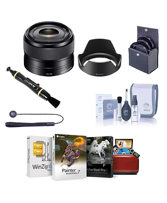 Sony E 35mm f/1.8 Oss Lens for Sony E, Bundle with 49mm Filter Kit, Lens Case, Lens Cleaner, Cleaning Kit, Lens Cap Tether, Mac Software Kit