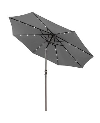Gymax 10FT Solar Umbrella Led Market Steel Tilt w/ Crank Patio