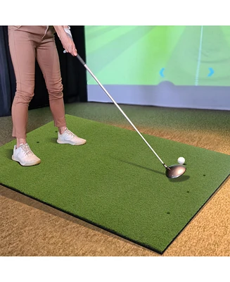 Artificial Turf Mat for Indoor and Outdoor Golf Practice Includes 2 Rubber Tees and 2 Alignment Sticks-20mm